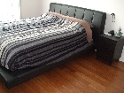 Genuine black leather bed