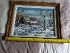 Peinture d'hiver originale vintage de Guy B&eacute;land